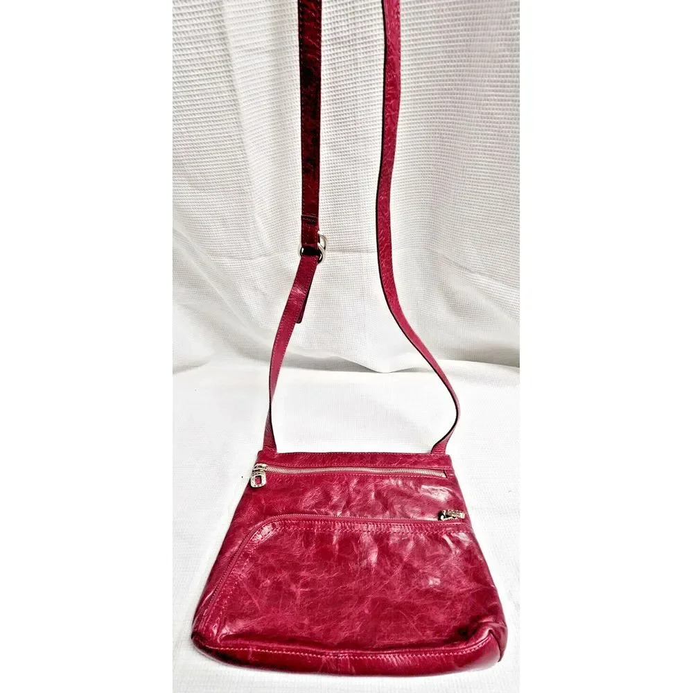 Hobo the Original  Plum Colored doubt zip front Leather‎ Crossbody 10